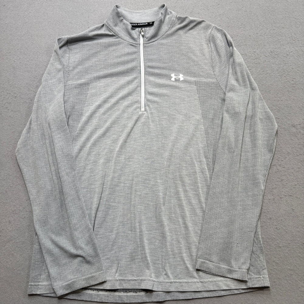 Under Armour Sweatshirt Men's 2XL Gray Fitted Long Sleeve Quarter Zip‎ Pullover